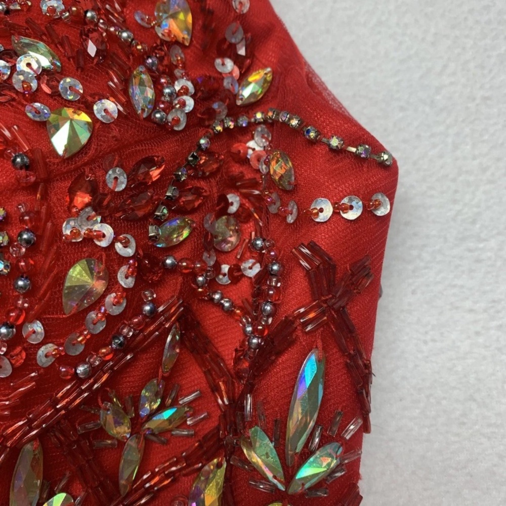 Sherri Hill Red Two-Piece 
Beaded Prom Gown-Size 6 - Picture 9 of 15